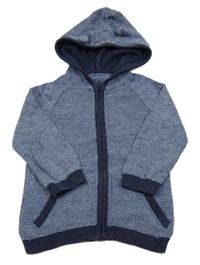 Modrý melírovaný propínací svetr s kapucí George
