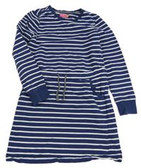 Tmavomodro-bílé pruhované teplákové šaty Lily & Dan