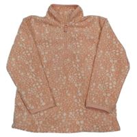 Lososovo-bílá vzorovaná fleecová mikina se stojáčkem Nutmeg