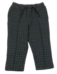 Tmavošedo-tmavomodré kostkované kalhoty 
