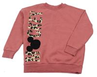 Starorůžová mikina s nápisem a Mickeym George
