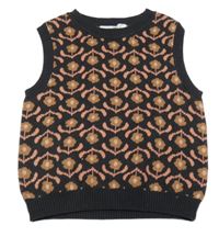 Antracitovo-lososová pletená vesta s kytičkami H&M