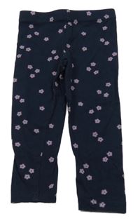 Tmavomodré capri legíny s kytičkami Lily & Dan
