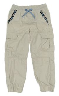 Světlebéžové cargo cuff plátěné kalhoty s nápisy Kiki&Koko
