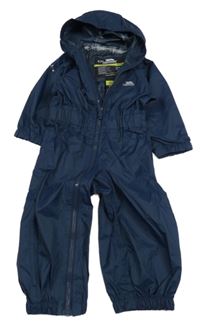 Tmavomodrá šusťáková voděodolná kombinéza s kapucí Trespass