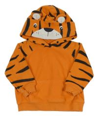 Oranžovo-černá vzorovaná fleecová mikina s kapucí - tygr Carter's