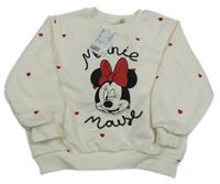Nové - smetanová mikina s Minnie a srdíčky H&M