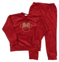 2Set - Červená plyšová mikina s Minnie + tepláky George