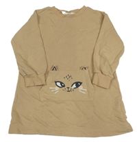 Béžové teplákové šaty s kočkou H&M