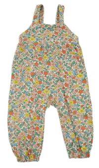 Smetanovo-barevné květované laclové tepláky BABY BODEN