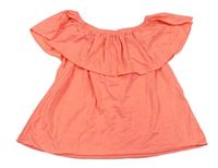 Neonově oranžové tričko s volánem Zara