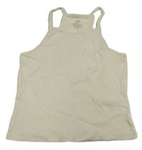Smetanový žebrovaný crop top H&M