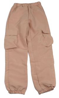 Světlerůžové cargo cuff kalhoty Shein