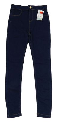 Tmavomodré teplákové skinny rifle Denim Co. 