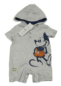 Šedý kraťasový overal s Mickeym a kapucí Disney