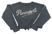 Šedá crop mikina s logem Pineapple