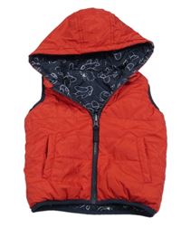 Červená šusťáková oboustranná vesta s kapucí zn. Topolino