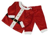 Nové - 2set - Červeno-bílá sametová mikina + kalhoty - Santa F&F