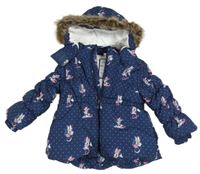 Nové - Tmavomodrá šusťáková zimní parka s Minniín a kapucí Disney