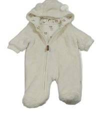 Smetanová chlupatá podšitá kombinéza s kapucí F&F