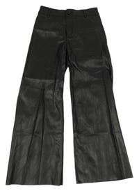 Černé volné koženkové kalhoty Zara