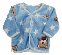 Modrá chlupatá propínací mikina s medvídky