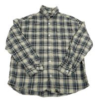 Béžovo-tmavmodro-černá kostkovaná košile Next