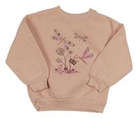 Broskvová mikina s vážkami Primark 