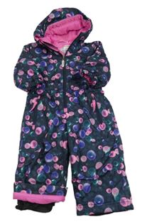 Černo-barevná šusťáková zimní kombinéza s kapucí Seems 