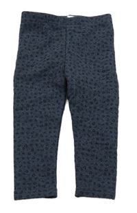 Tmavomodro-černé vzorované legíny 