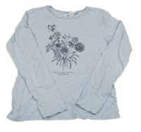 Světlemodré triko s kytičkami H&M