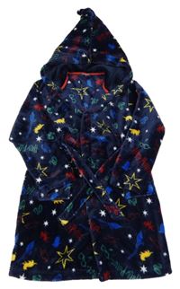 Tmavomodrý chlupatý župan Harry Potter s kapucí 