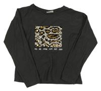 Tmavošedé triko s flitry Matalan