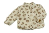 Smetanovo-hnědá vzorovaná huňatá propínací podšitá mikina H&M