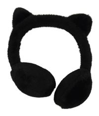 Černé chlupaté klapky na uši - kočka