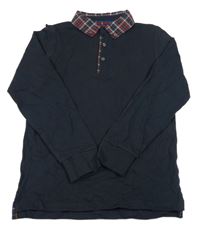 Tmavomodré polo triko s košilovým límečkem Next 