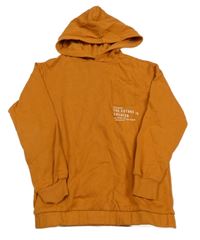 Oranžová mikina s nápisem a kapucí L&D