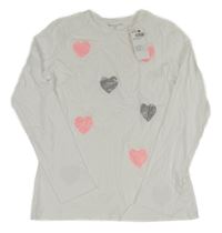 Nové - Bílé srdíčkované triko Inextenso 