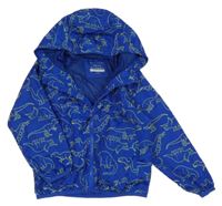Kobaltově modrá šusťáková jarní bunda s dinosaury a kapucí Primark