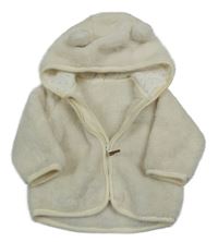 Smetanová chlupatá mikina s kapucí H&M