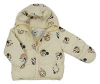 Smetanová šusťáková prošívaná jarní zateplená bunda s Minnií a kapucí George 