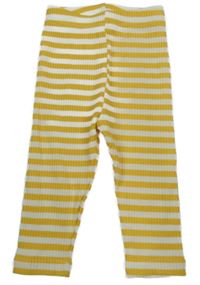 Žluto-bílé pruhované žebrované legíny 