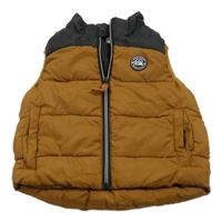 Béžovo-černá šusťáková prošívaná zateplená vesta H&M