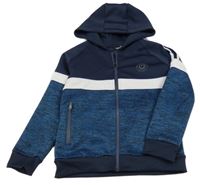 Tmavomodro-modro-bílá propínací sportovní mikina s kapucí Pep&Co