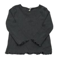 Tmavošedé žebrované triko s kroucenými lemy Primark