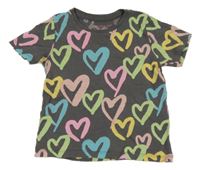 Šedé tričko se srdíčky Primark