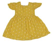 Okrové puntíkované plátěné šaty La Redoute 