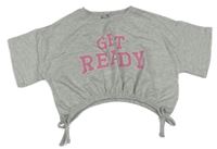 Šedá melírovaná crop oversize mikina s nápisem Page one young