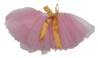 Růžová tylová sukně s mašlí
