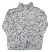 Šedá fleecová propínací mikina s dinosaury a rolákem H&M